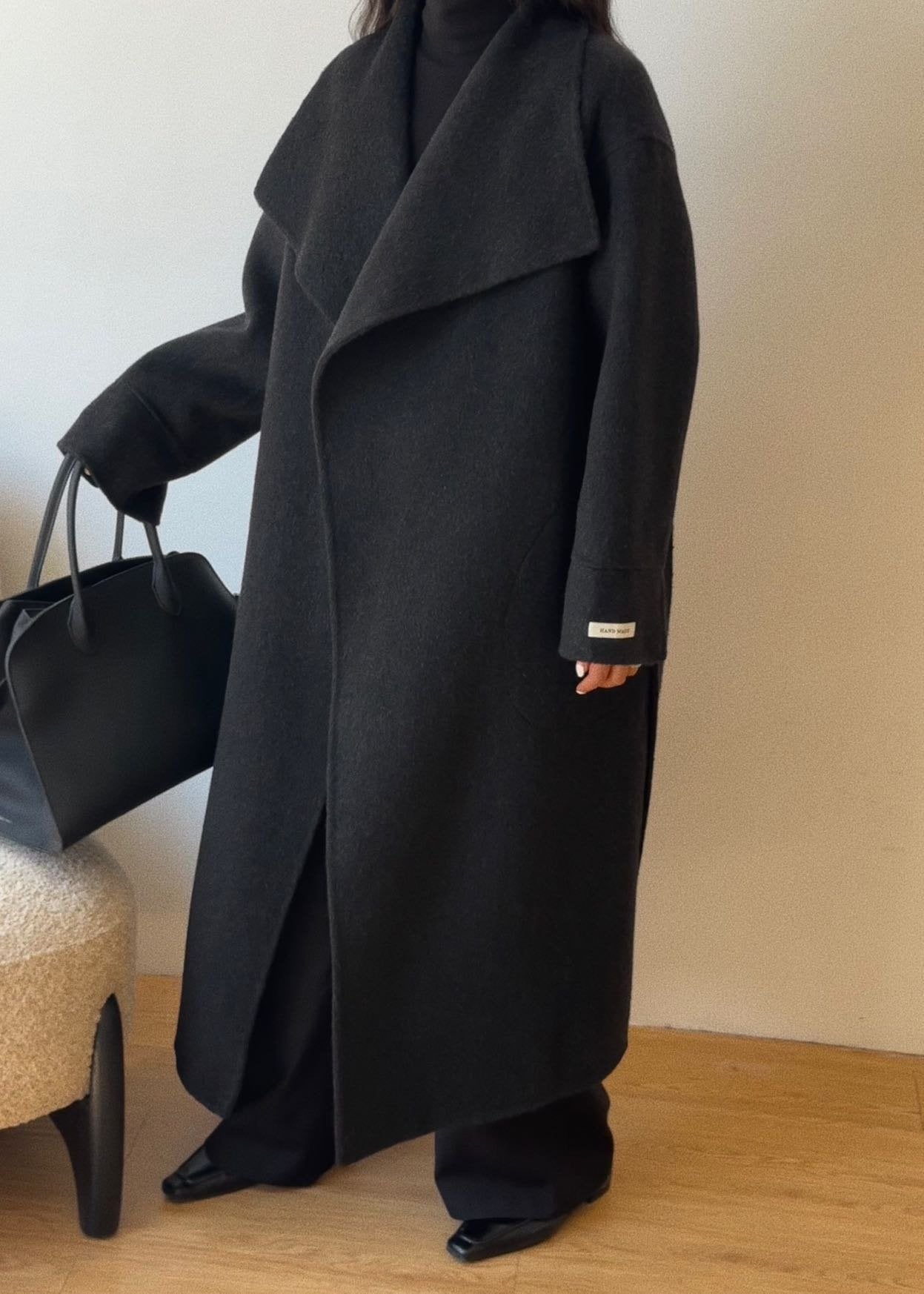 Julia Black Belted Wool Coat