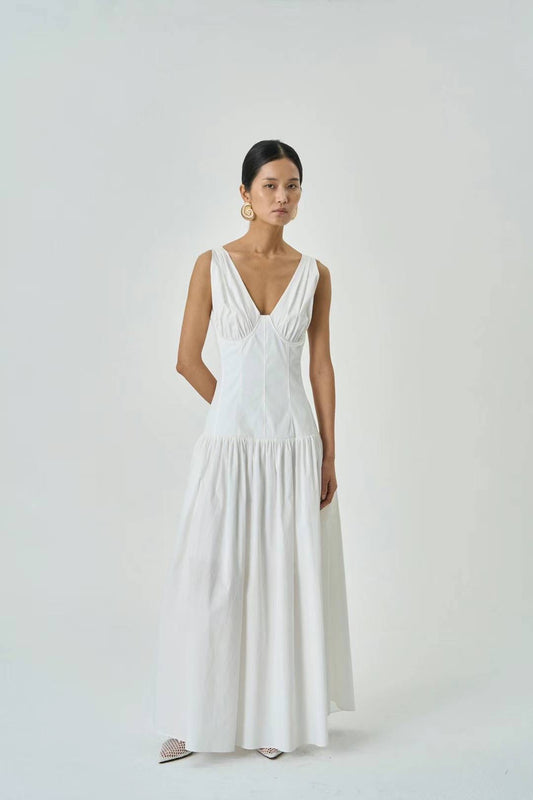 Sienna Corset White Maxi Dress