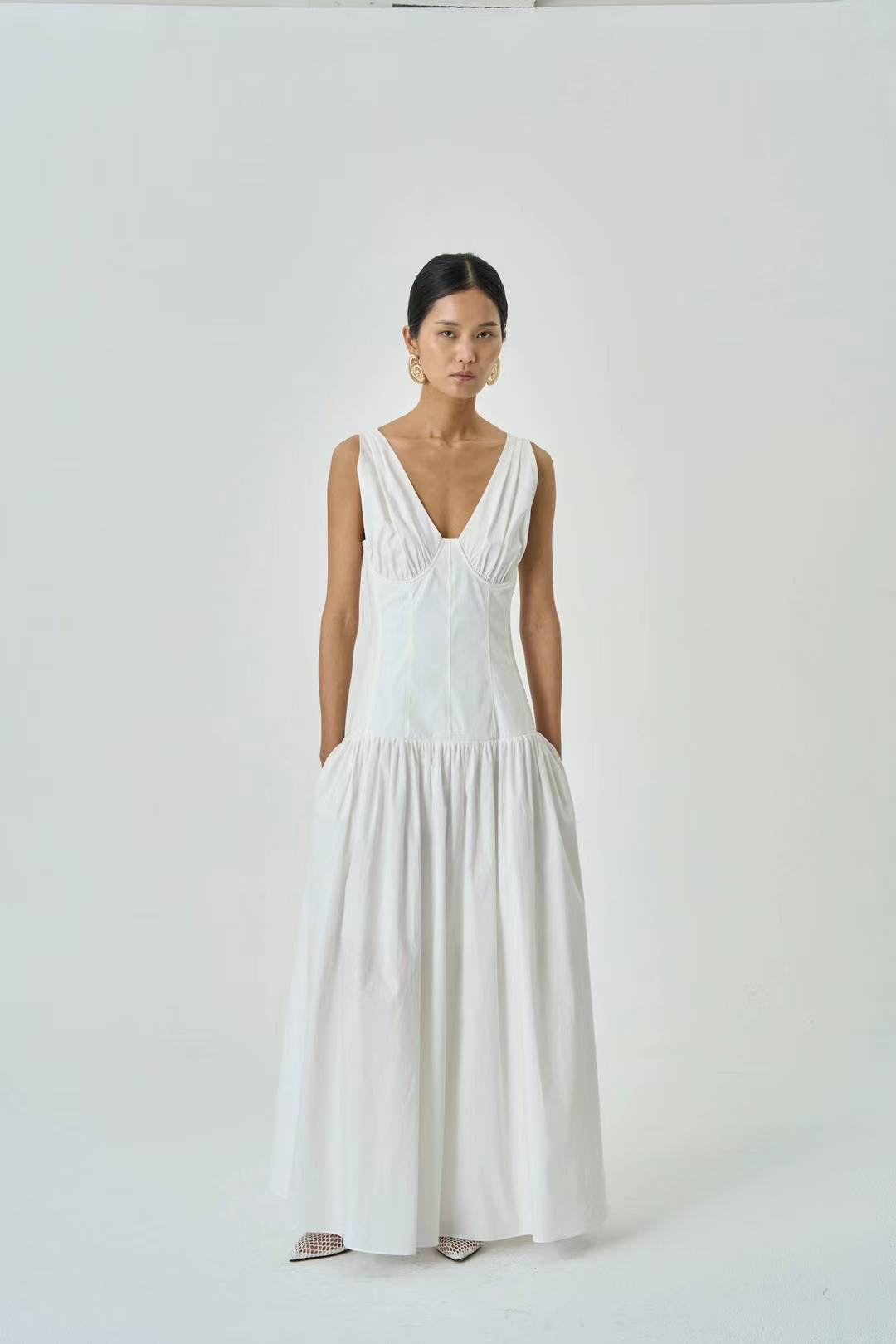 Sienna Corset White Maxi Dress