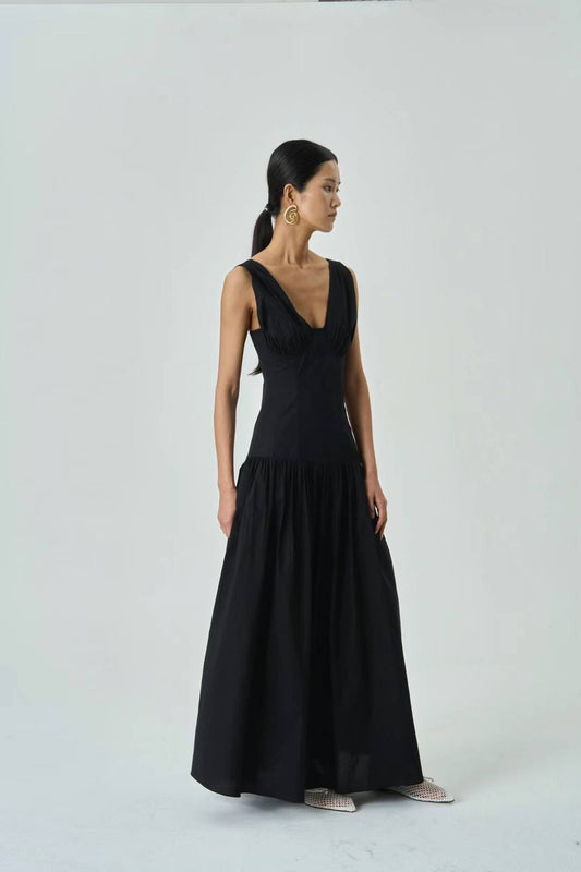 Sienna Corset Black Maxi Dress