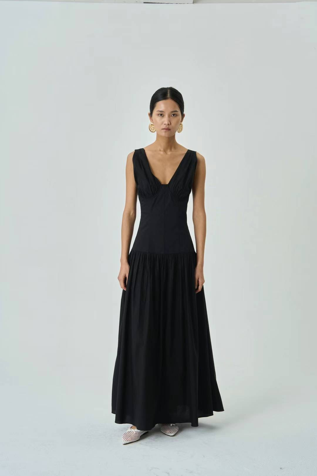 Sienna Corset Black Maxi Dress