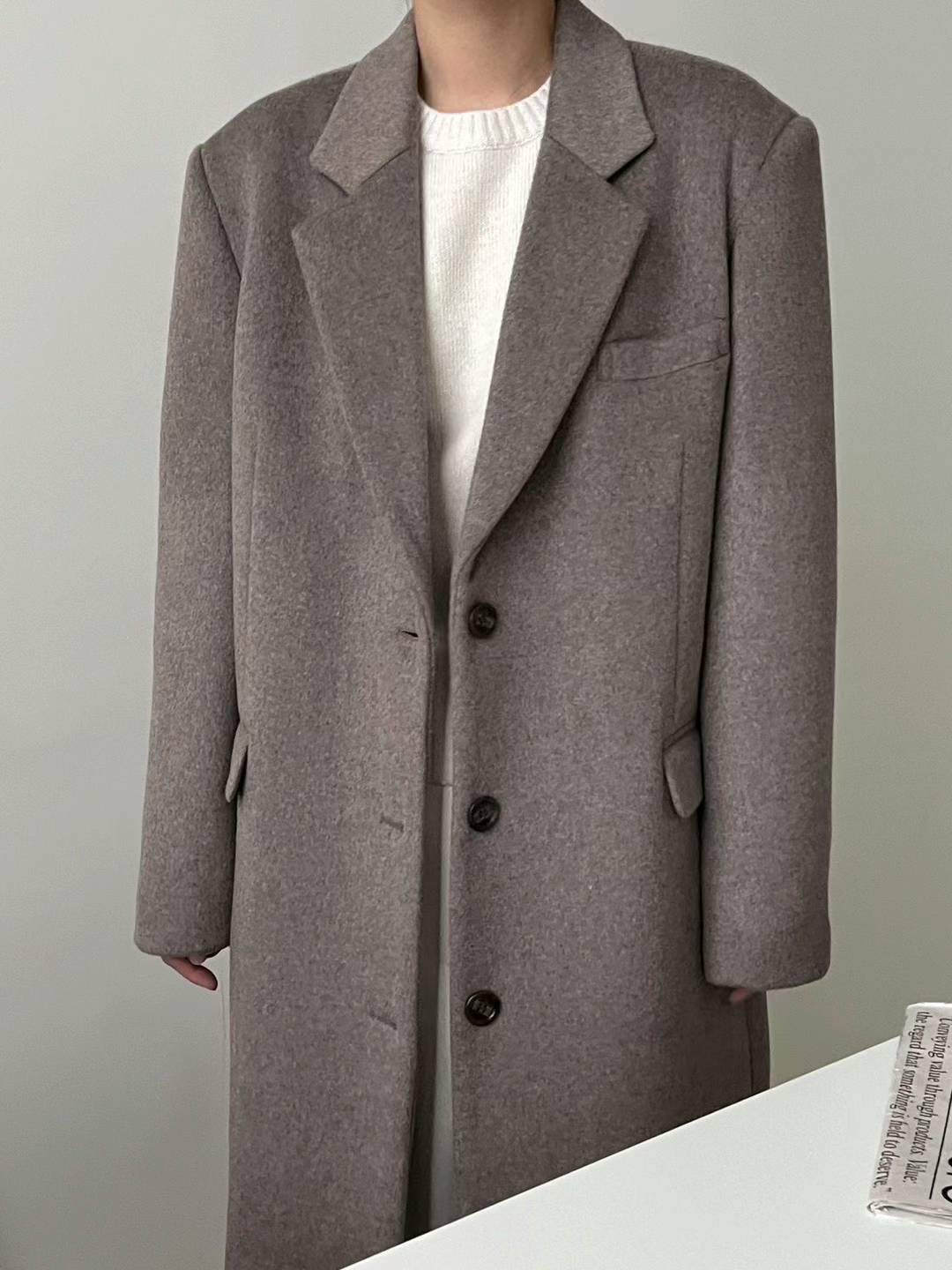 Esme Beige Single Breasted Wool Coat