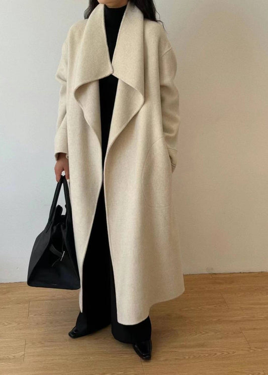 Julia Cream Belted Wool Coat