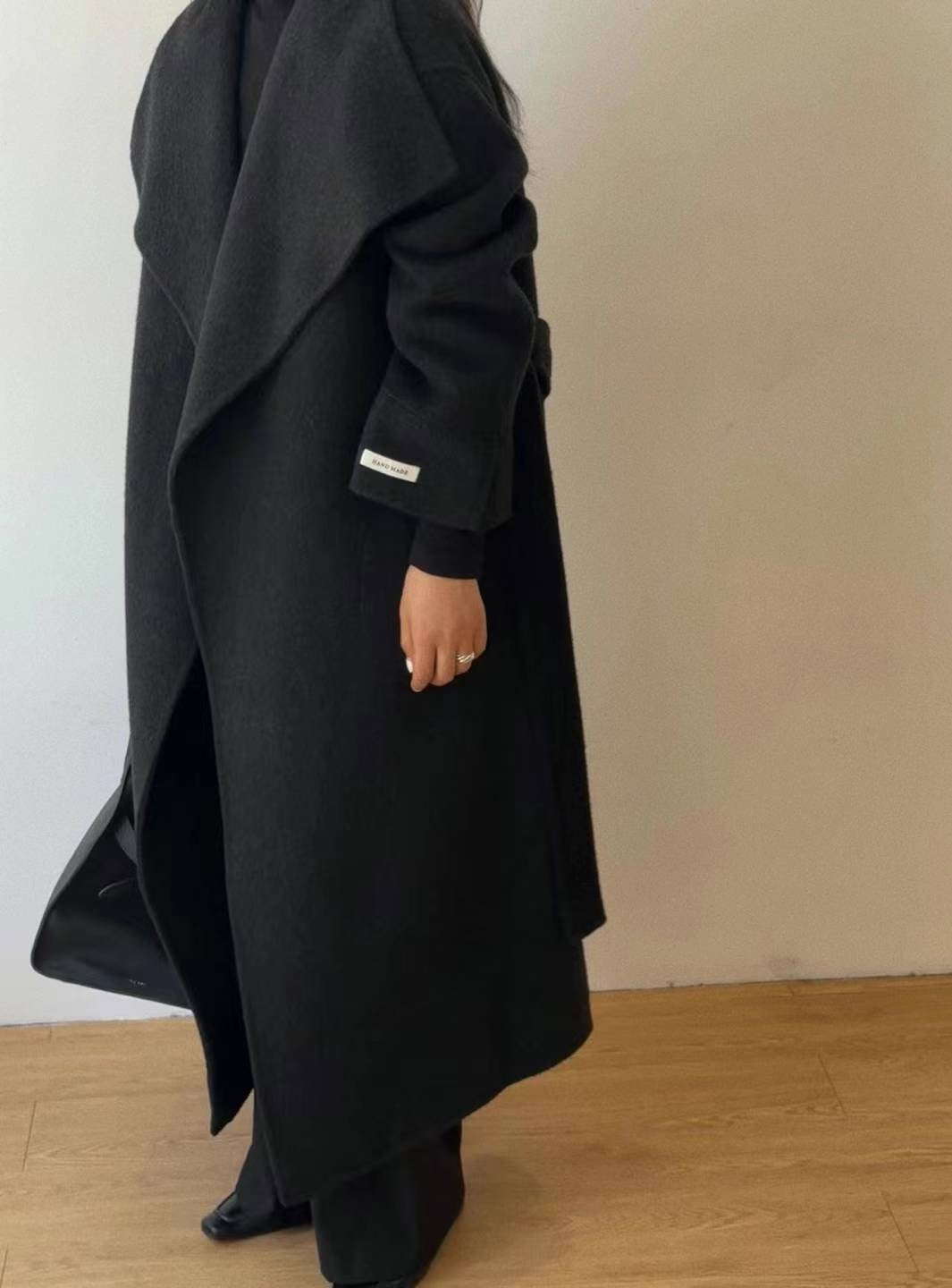 Julia Black Belted Wool Coat