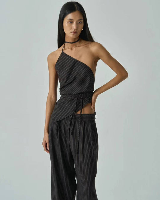 Luna Black Stripe Linen Top