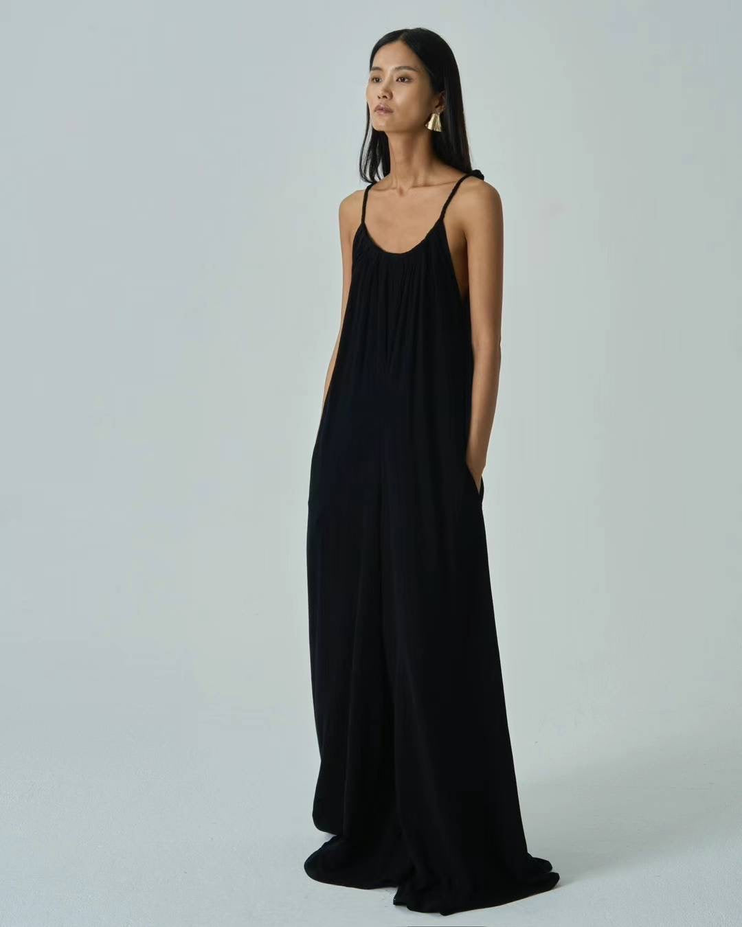 Hazal Black Linen Blend Jumpsuit