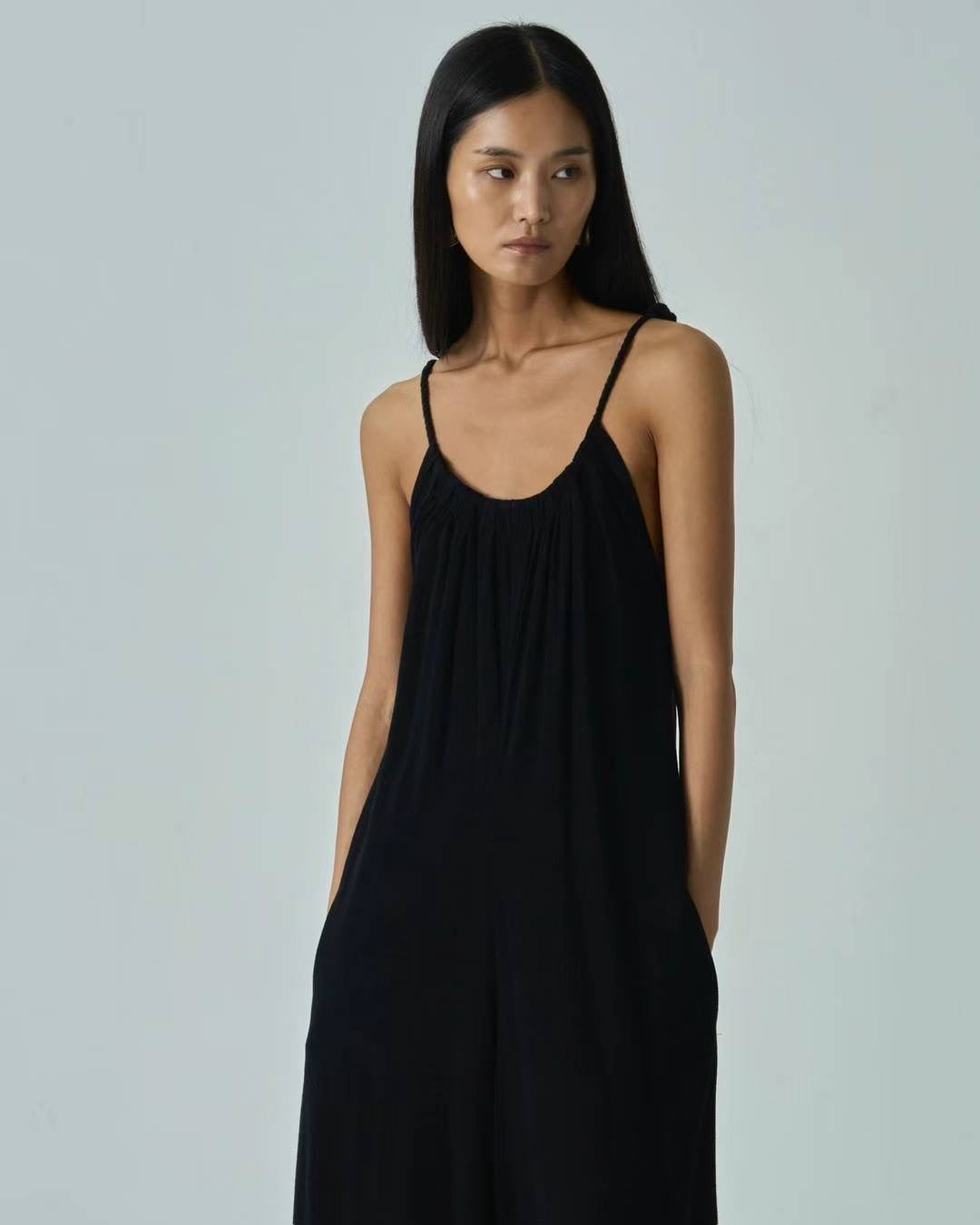 Hazal Black Linen Blend Jumpsuit