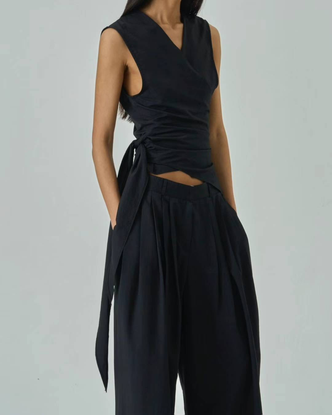 Remi Black Pleated Trousers