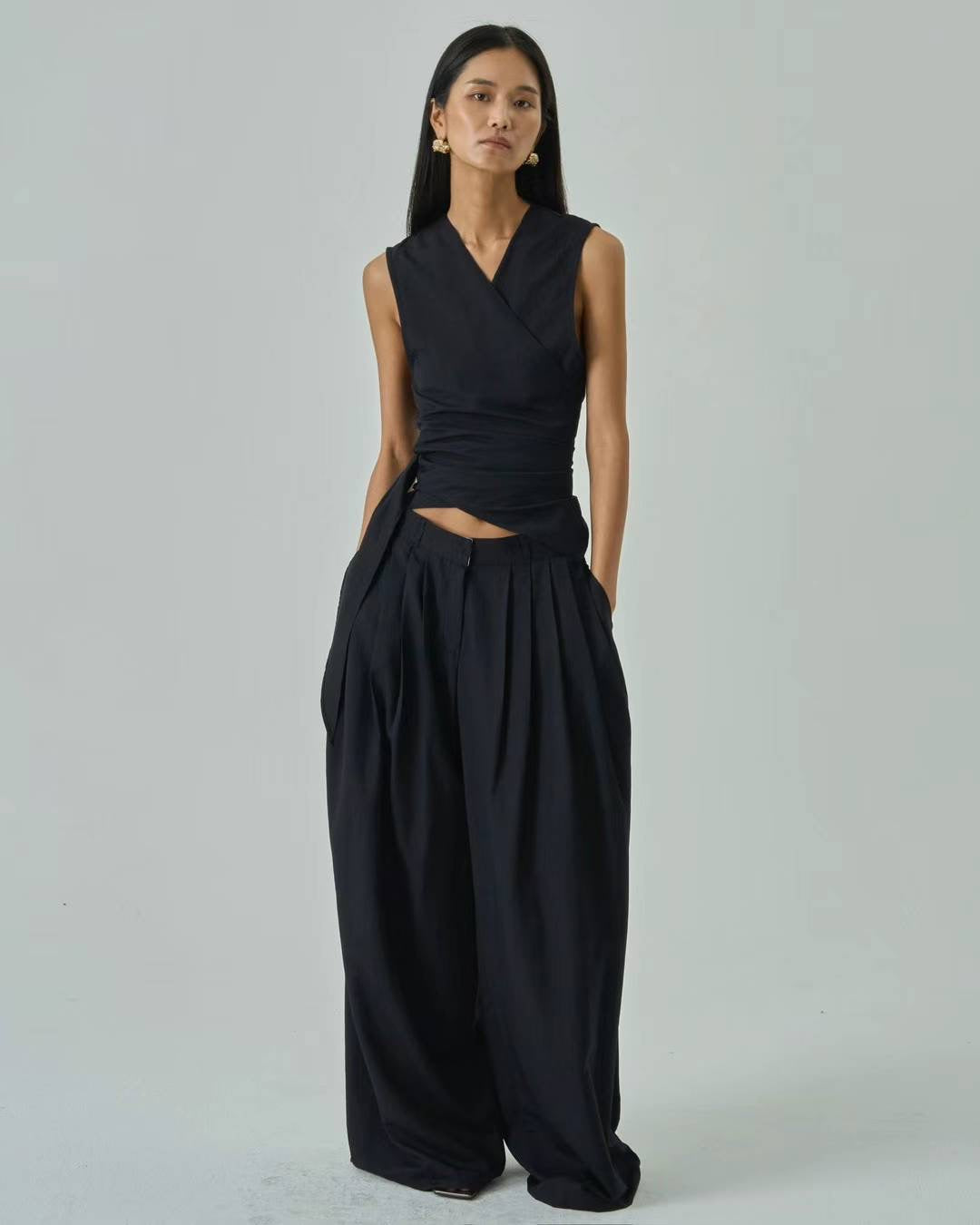 Remi Black Pleated Trousers