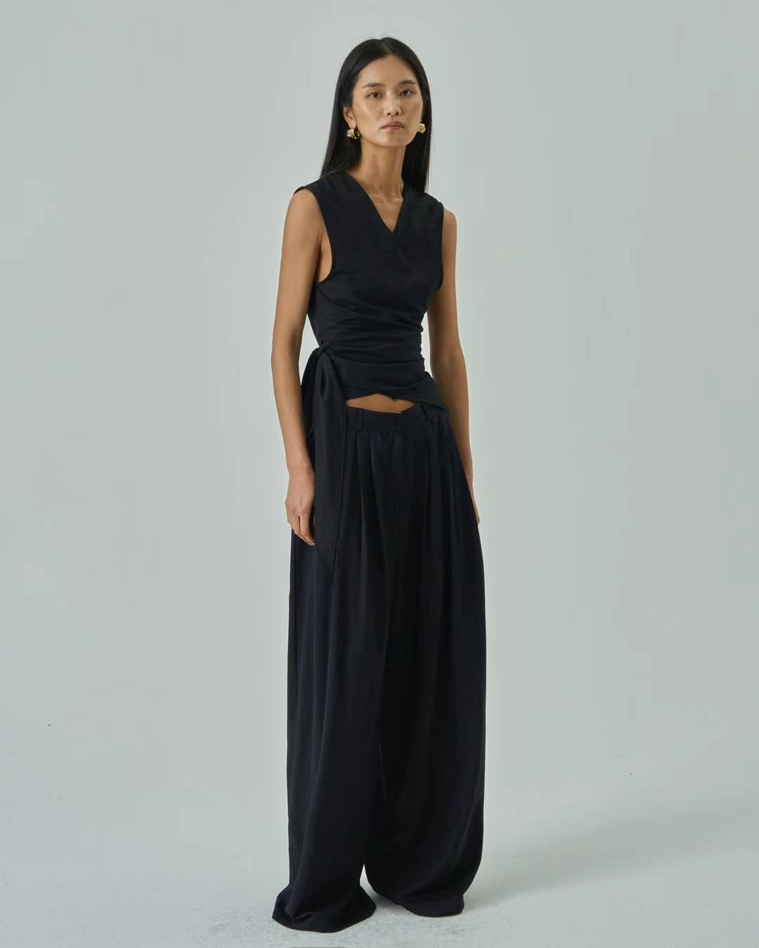 Remi Black Pleated Trousers