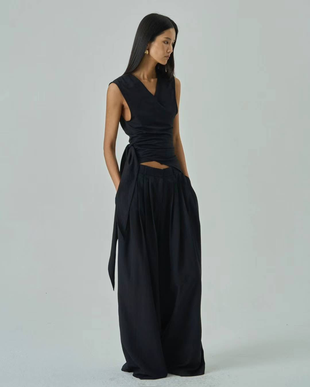 Remi Black Pleated Trousers