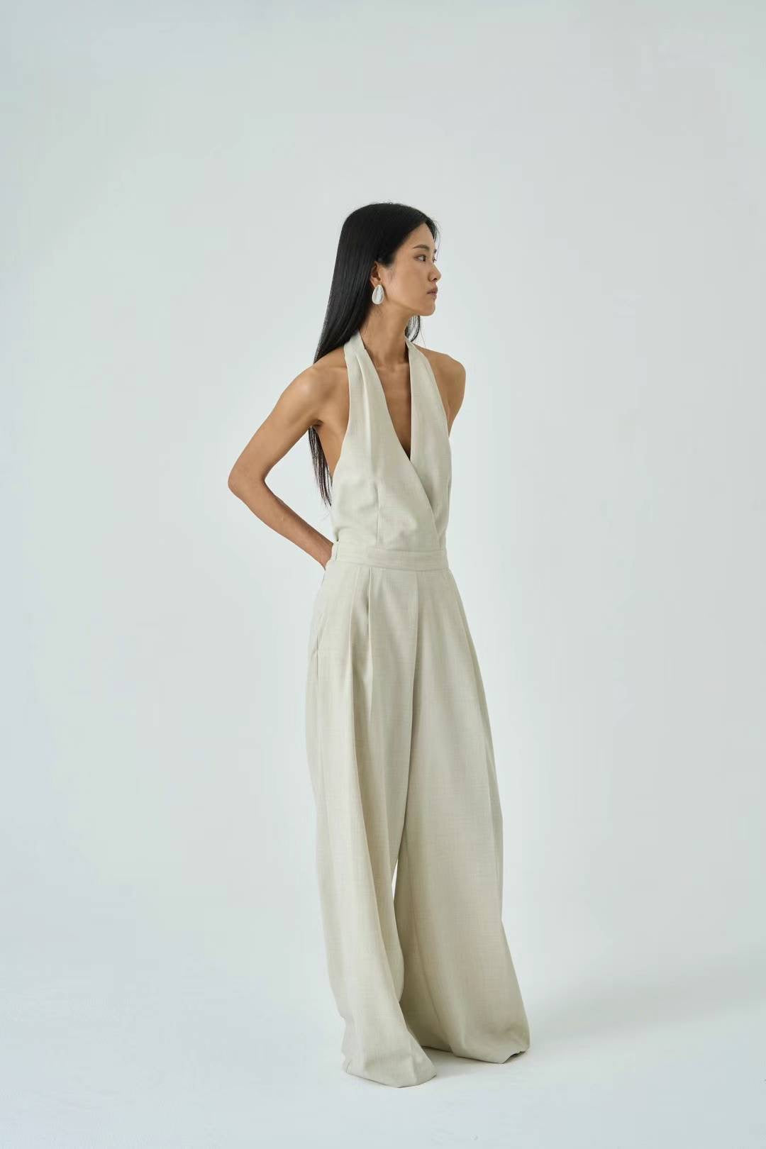 Isla Beige Linen Jumpsuit