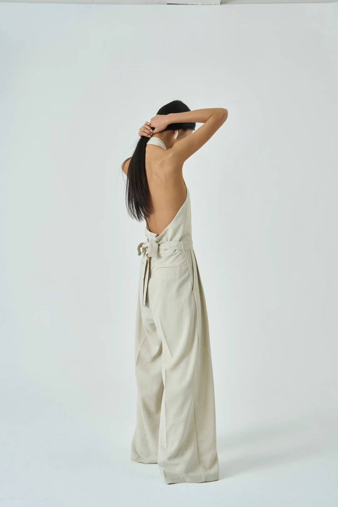 Isla Beige Linen Jumpsuit