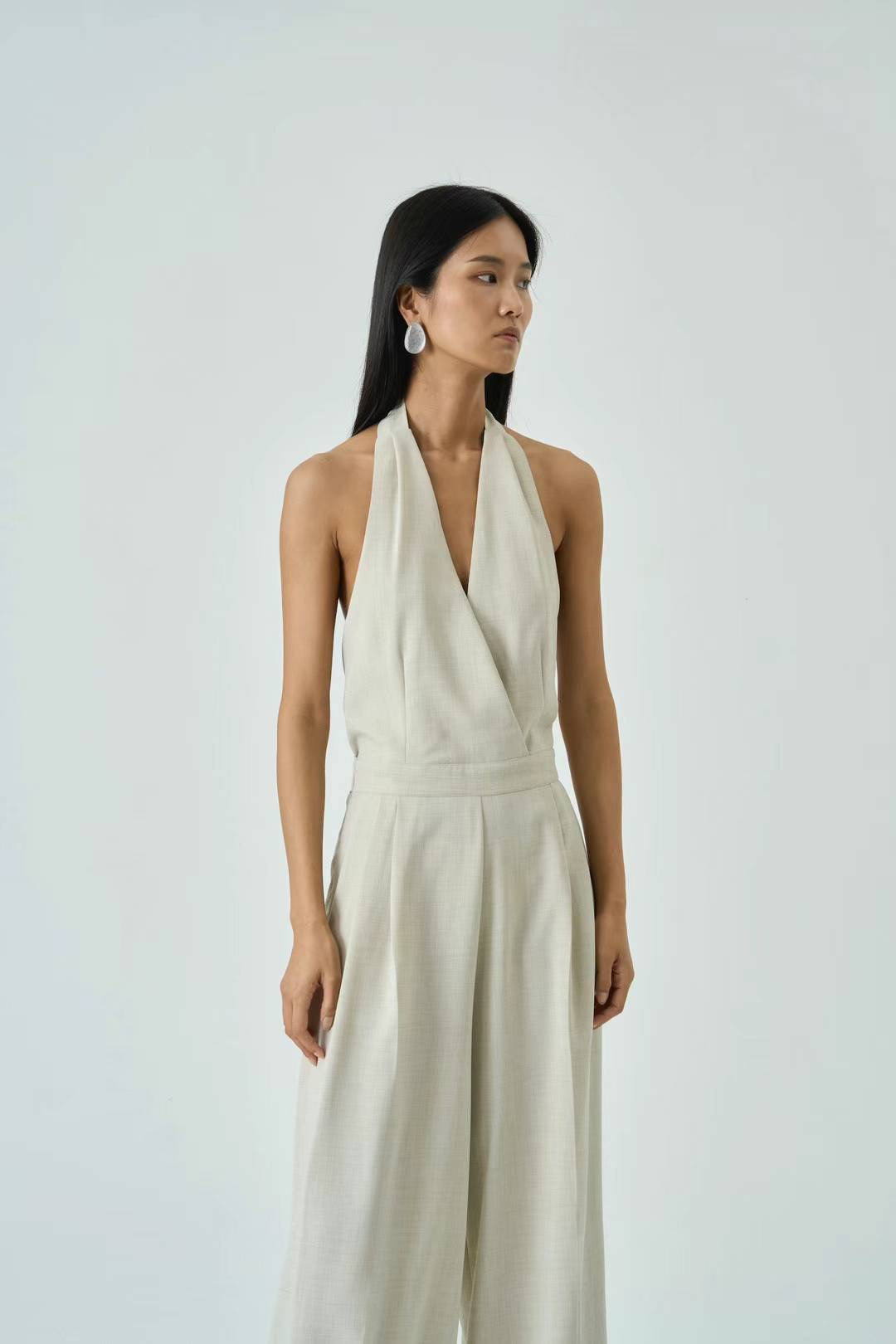 Isla Beige Linen Jumpsuit