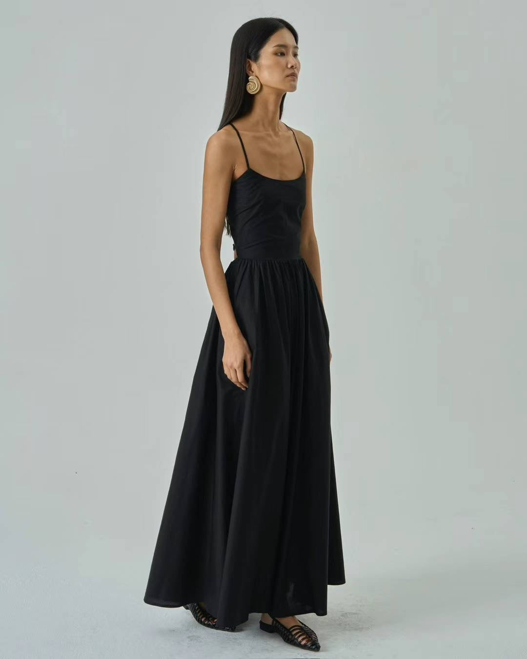 Black cotton maxi dress online