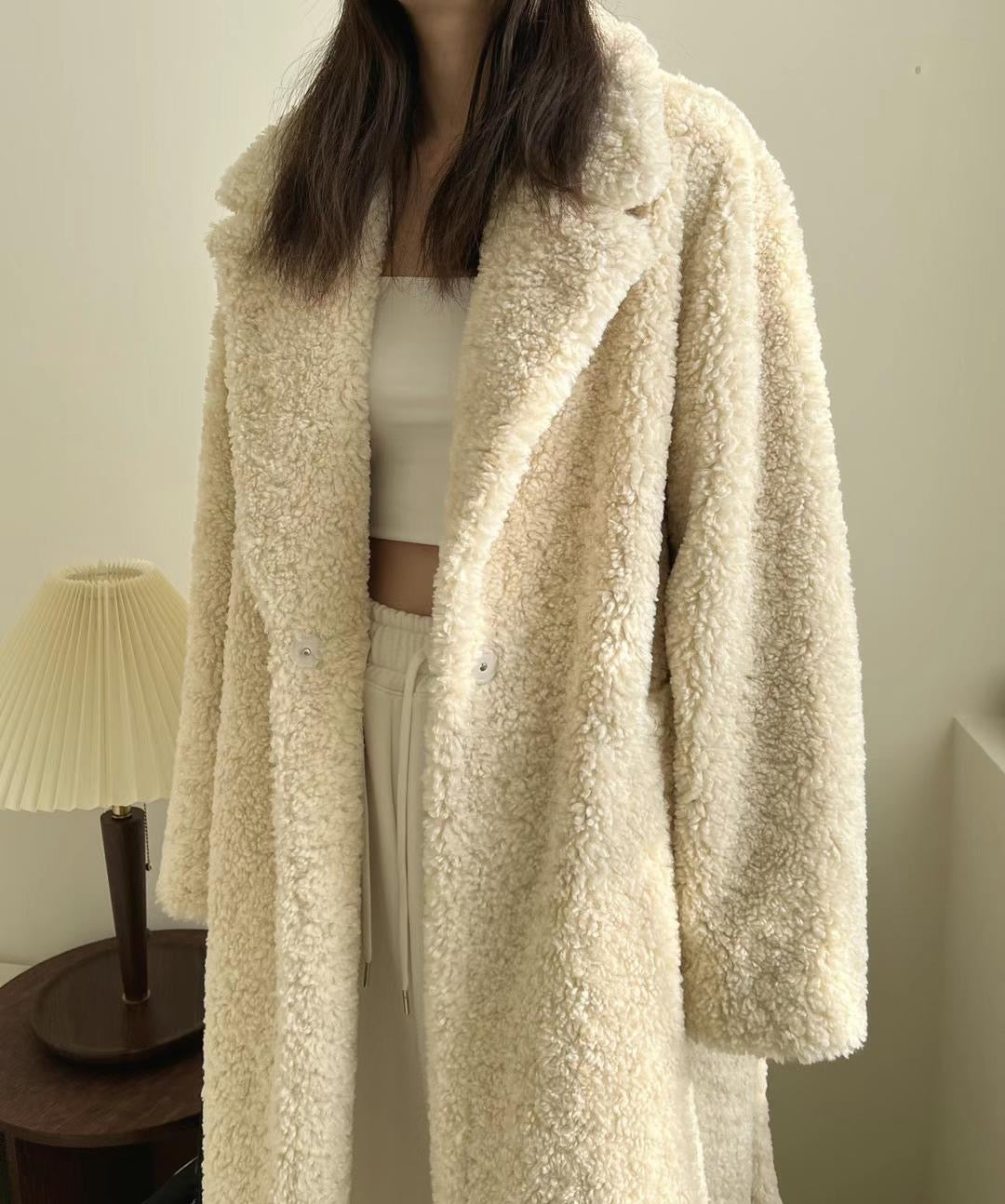 Teddy Belted Coat Cream