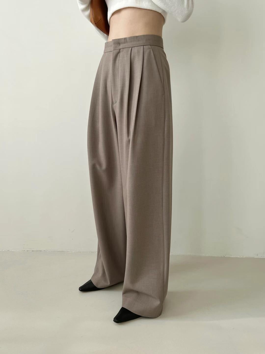 Beige Esme High Rise Trousers