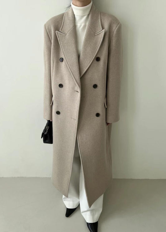 Asya Wool Double Breasted Coat Beige