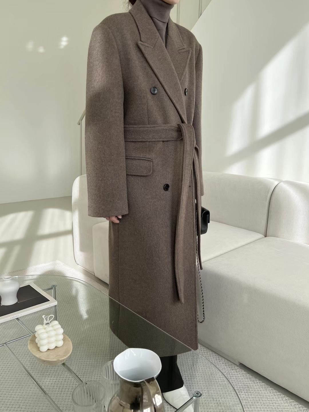 Asya Wool Double Breasted Coat Brown