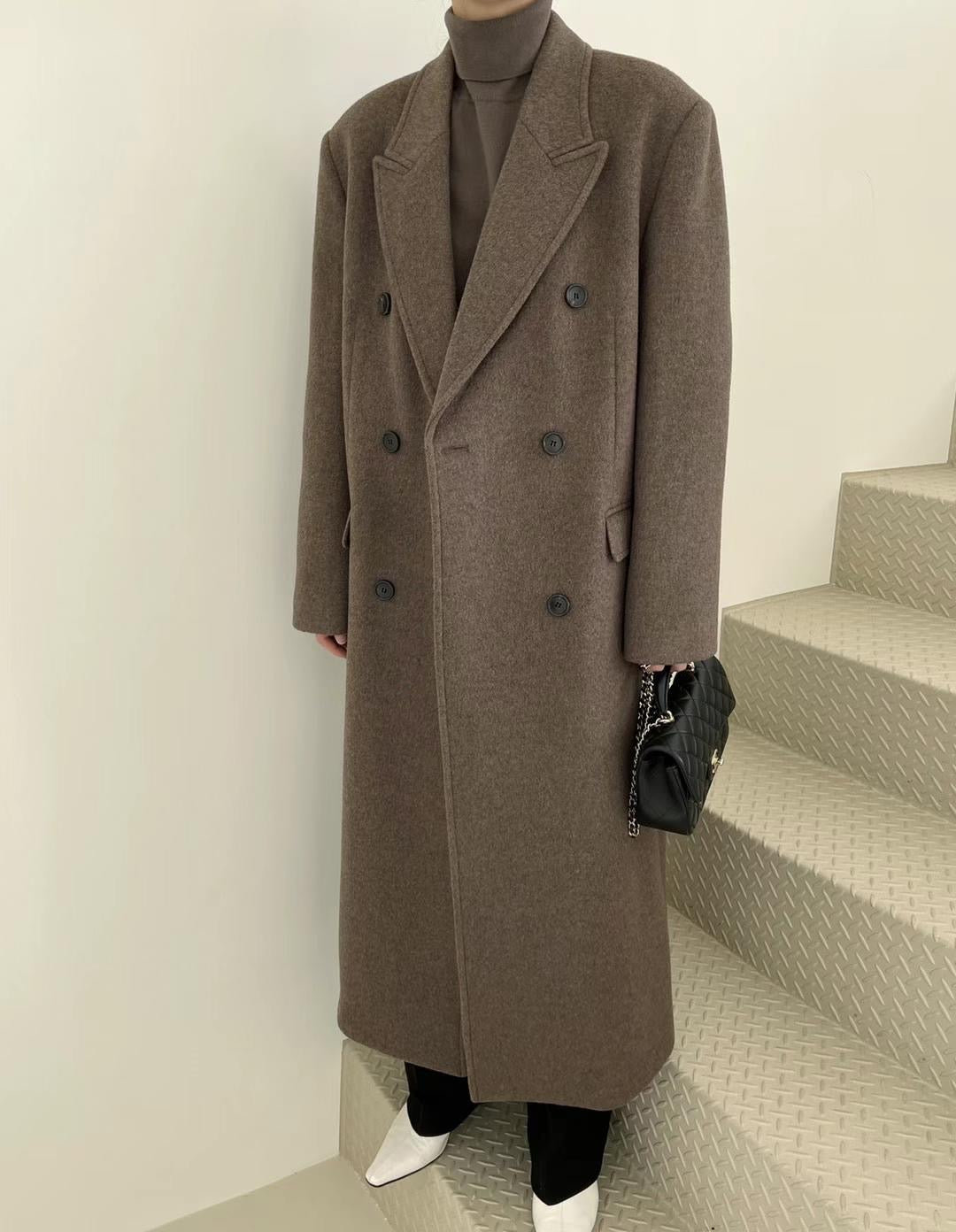 Asya Wool Double Breasted Coat Brown